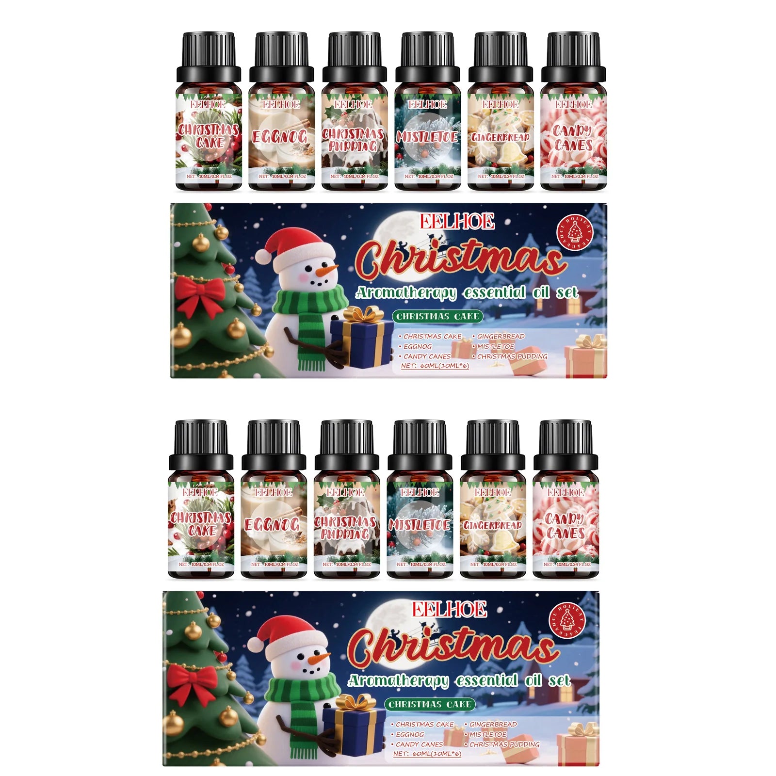 Christmas Essential Oil Set – 6 Festive Scents 6×10ml Gift Aromatherapy Essential Oil Zpaxo 2 Sets 6x10ml