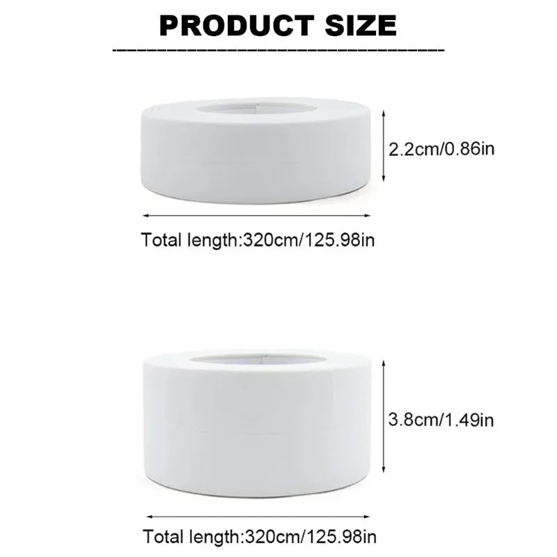 Self Adhesive PVC Sealing Strip Tape for Bath Toilet Kitchen Caulk Tape Waterproof Wall Sticker White Mold Proof Tapes Zpaxo