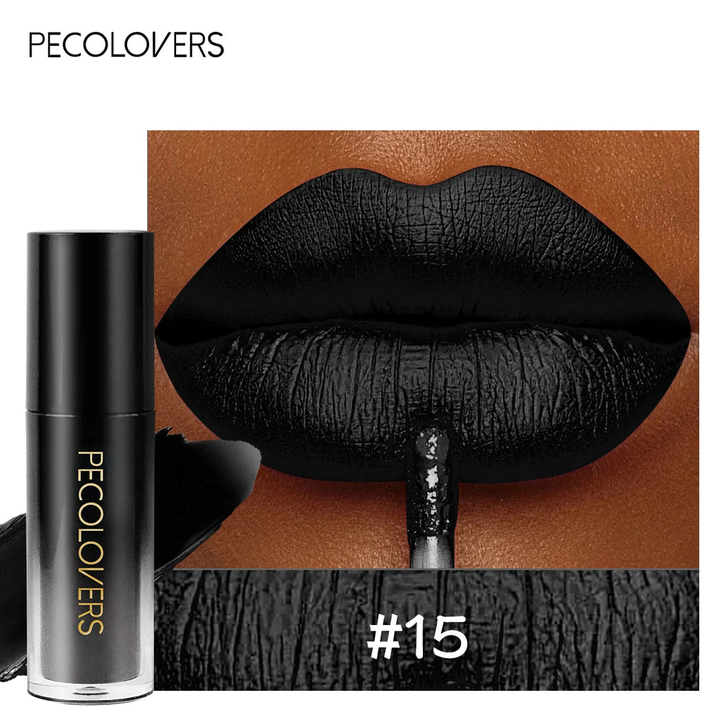 Long Lasting Lipstick Lip Gloss Makeup Waterproof Velvet Non-stick Cup Lip Tint Sexy Black Liquid Lip Stick Zpaxo 15