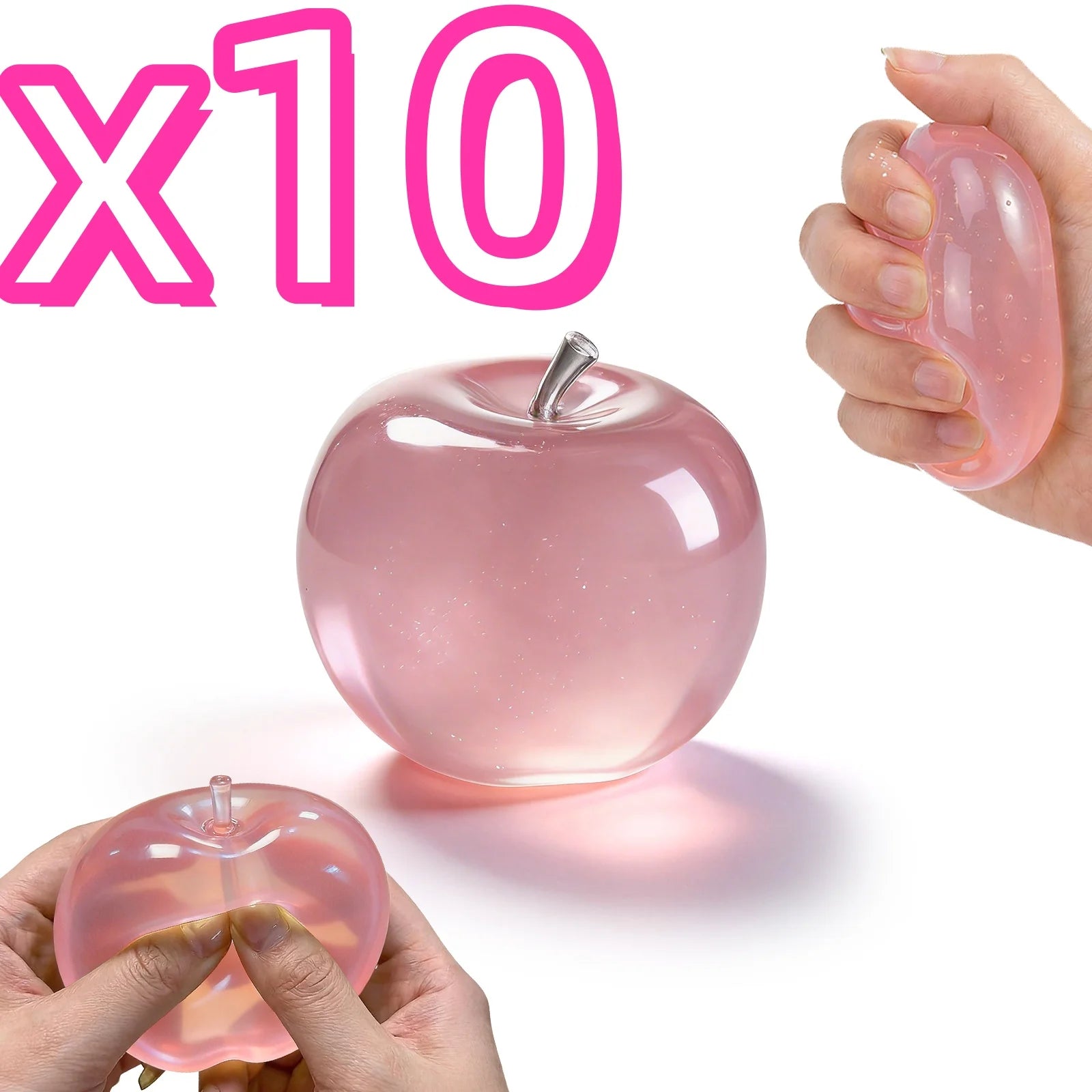 Squishy Pink Apple Stress Ball Fidget Sensory Toy – Kids & Adults Squishy Stress Ball Zpaxo 10 pcs