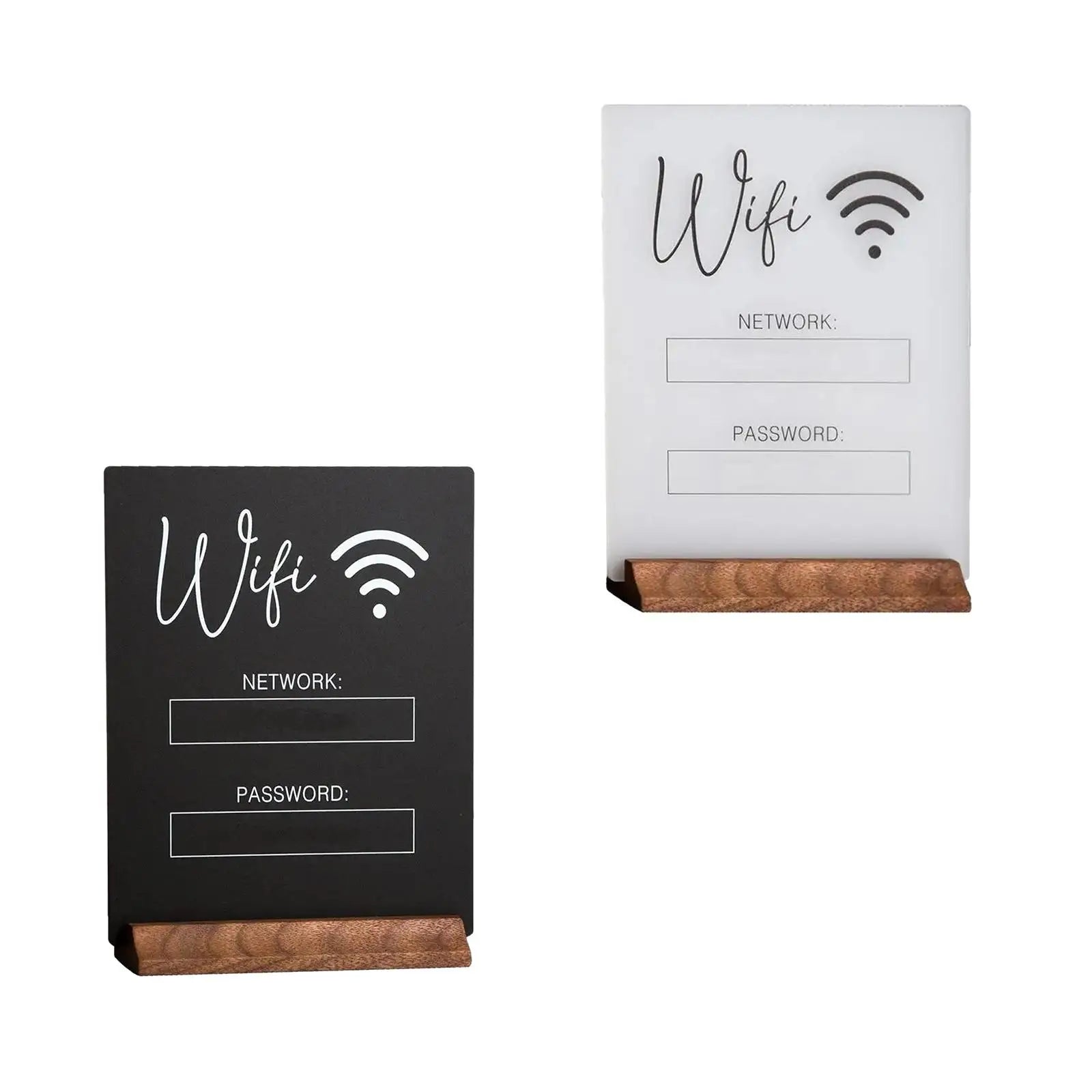 WiFi Password Sign Holder – Acrylic & Wood Desktop Stand Desktop Sign Holder Zpaxo
