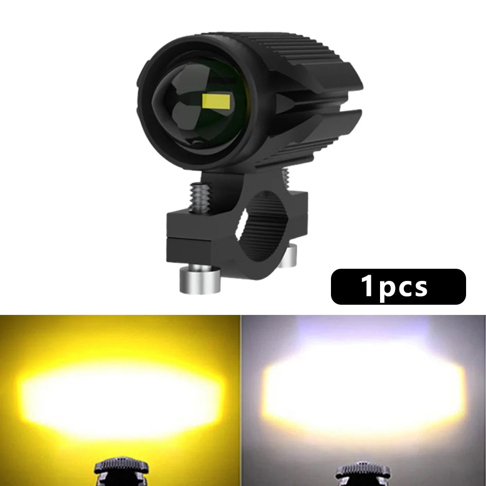 Motorcycle LED Headlight Projector Lens Dual Color ATV Scooter for Moto Bike Car Headlamp Light Auxiliary Spotlight Fog Light Zpaxo 1PC