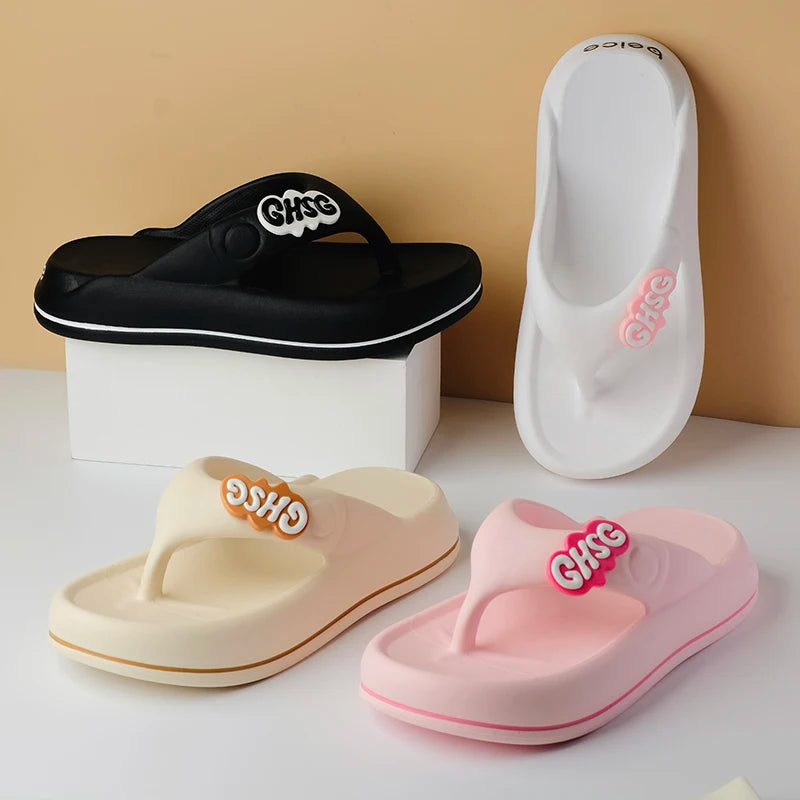 Solid Non-slip Leisure Couple Slippers Women Summer Beach Outdoor