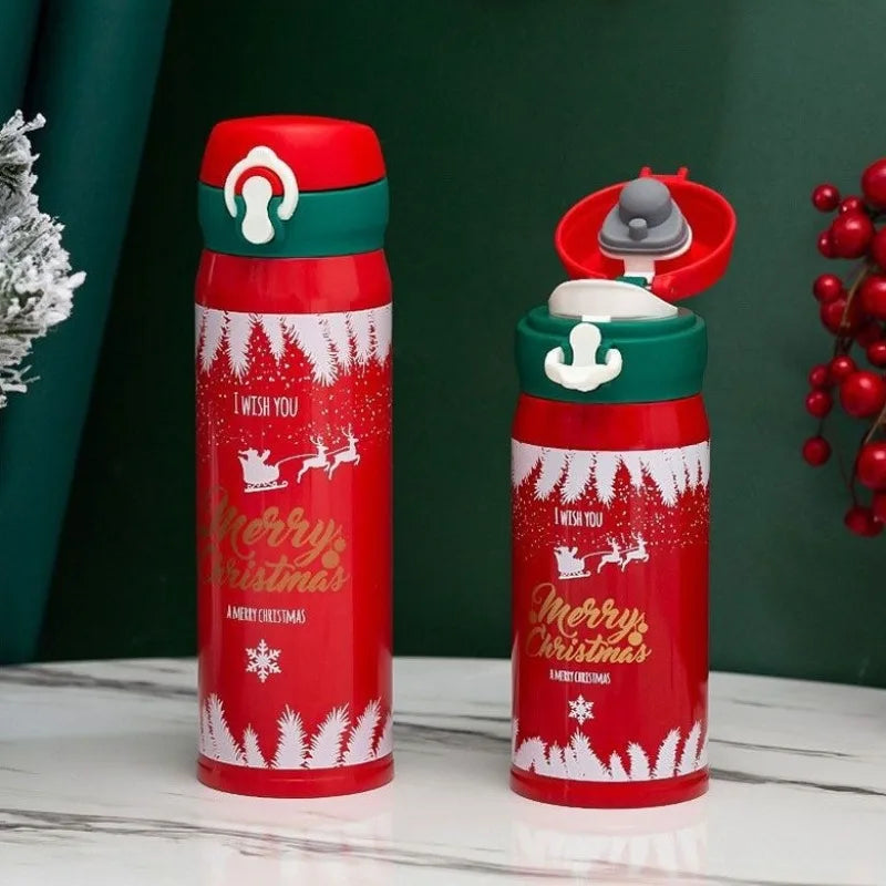Kids Christmas Thermos – Cute Cartoon 304 Stainless Steel Gift Cup Kids Vacuum Thermos Zpaxo