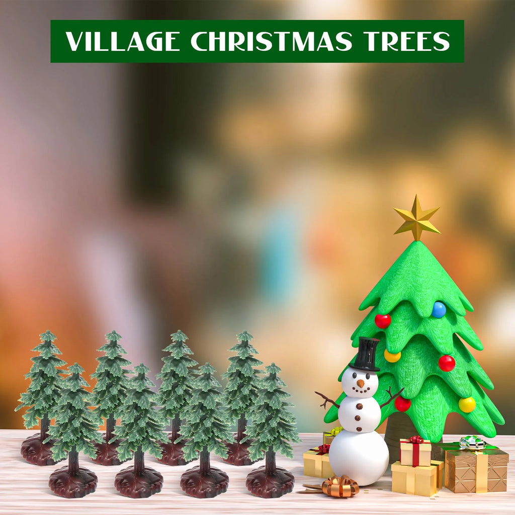 24Pcs Christmas Tree Cake Topper Evergreen Trees Pine Tree Figurines Village Christmas Trees Bottle Brush Trees Plastic Sisal Zpaxo