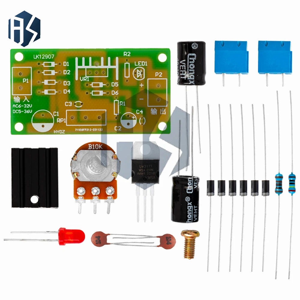 LM317 Adjustable DC Power Supply Kit (1-10 PCS): Continuous Voltage Regulator for Educational Training Labs Zpaxo