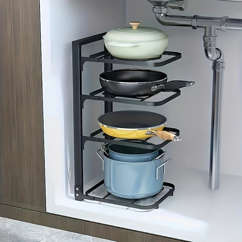 Adjustable Pot Rack Organizer, Kitchen Stainless Steel Pot Storage Rack ,Multi-Layer Household Pot and Pan Organzier for Kitchen Zpaxo
