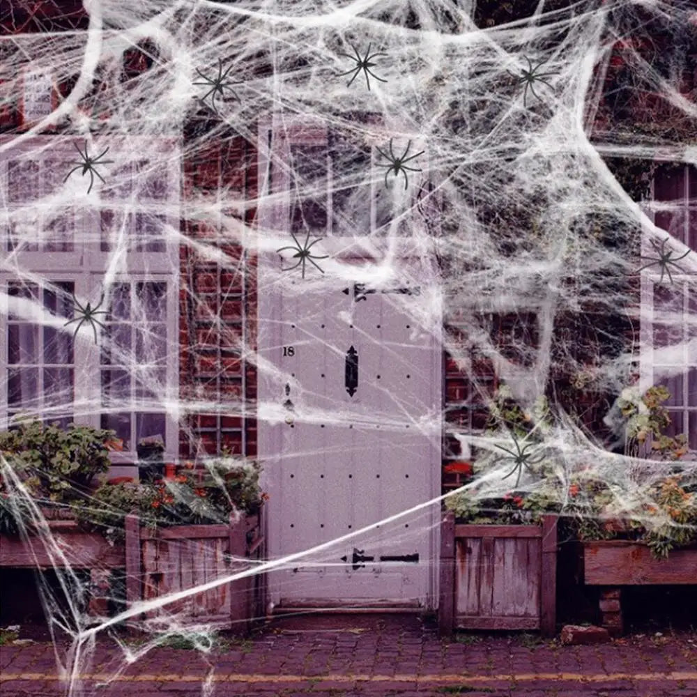 Halloween Stretchy Spider Web Decoration with Spiders | Haunted Decor Halloween Decoration Zpaxo