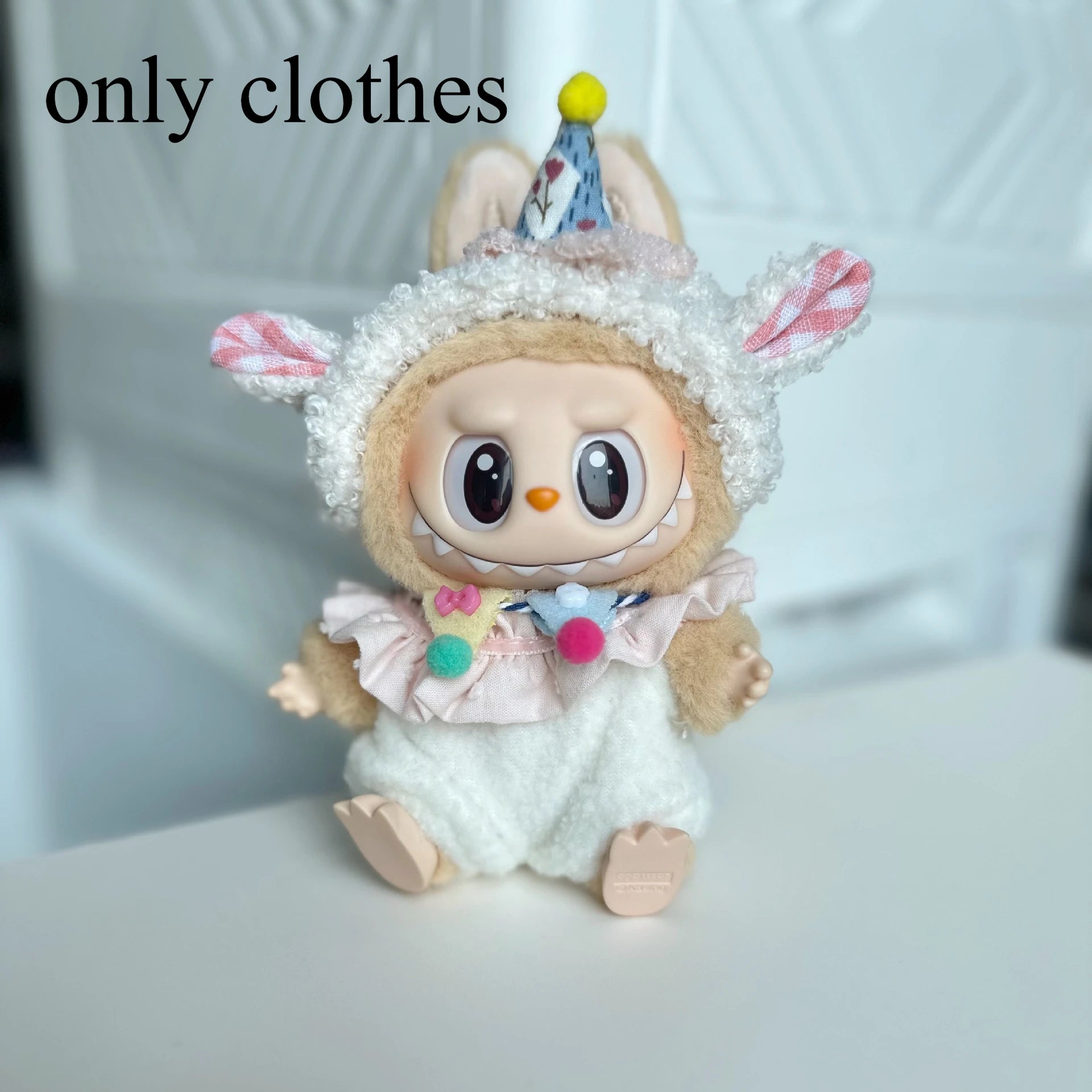 17cm Labubu Idol Dolls Sitting Party Clothing Outfit Accessories Cute Mini The Monster Camellia Dress only clothes Zpaxo as pic