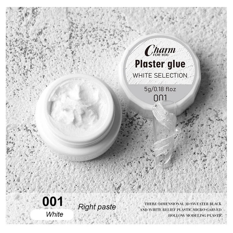 6 Plaster Gel Nail Polish Glue Carving Sculpture UV LED Soak Off Zpaxo 001 white
