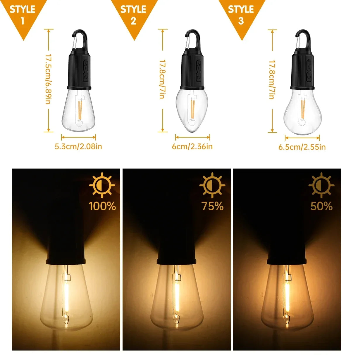 USB Camping Light 3 Lighting Mode Rechargeable Lantern Waterproof Zpaxo