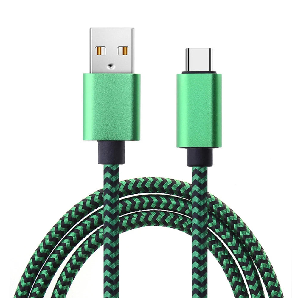 Type C Fast Charging Charger For Samsung Huawei Xiaomi Type C USB Quick Charger Cable Date Sync Nylon Braided Wire Charger Cable Zpaxo Green 1m