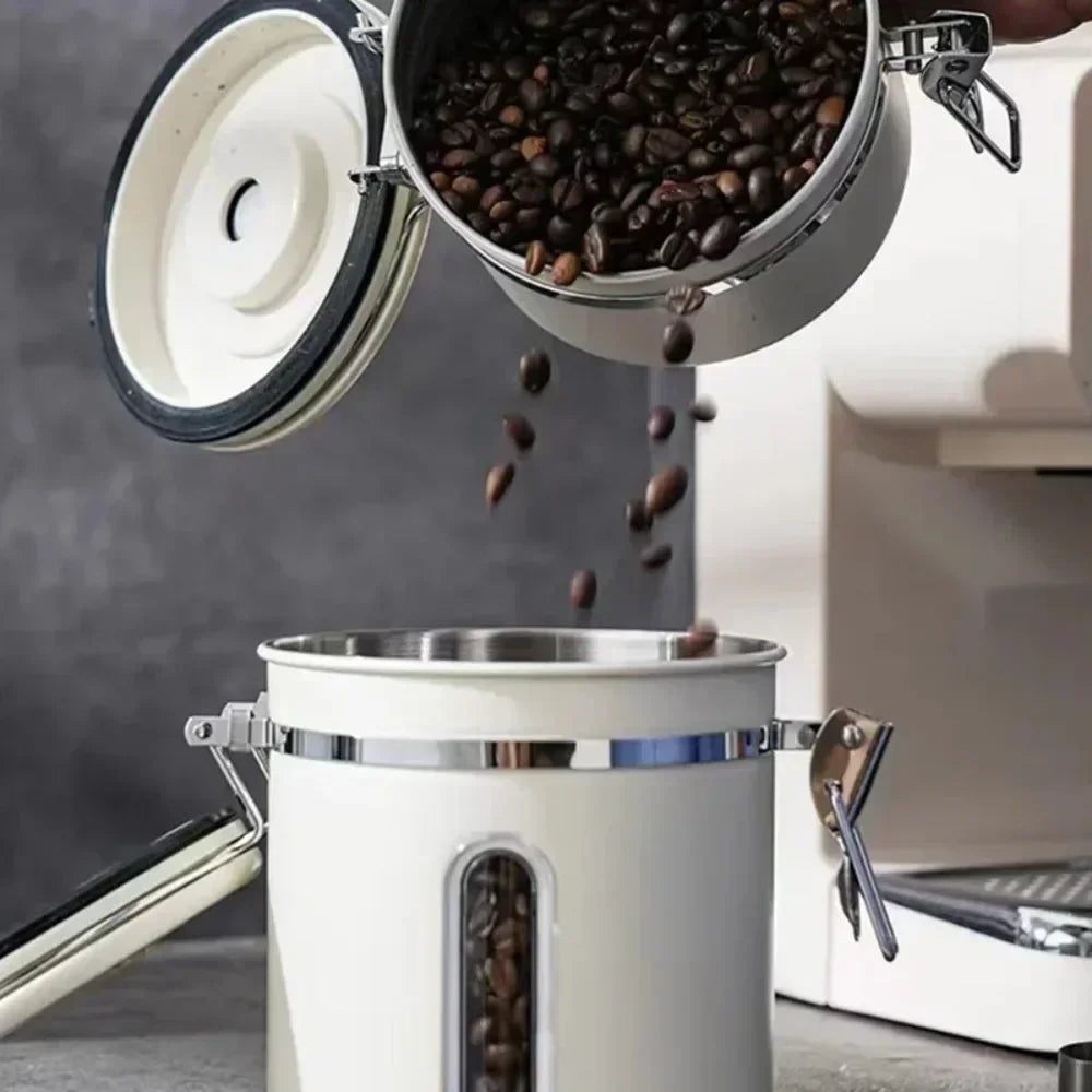 Stainless Steel Airtight Coffee Canister 1.2/1.5/1.8L | Date Tracker Coffee Storage Canister Zpaxo