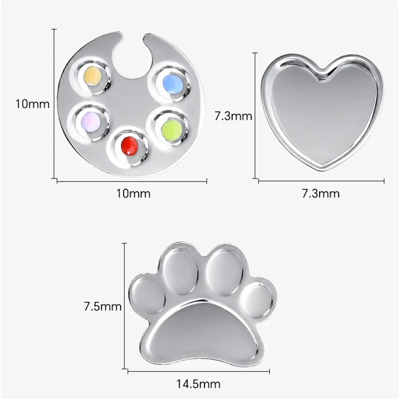 Cartoon Cat's Paw Nail Palette Stainless Steel Ring Mixing Drawing Zpaxo
