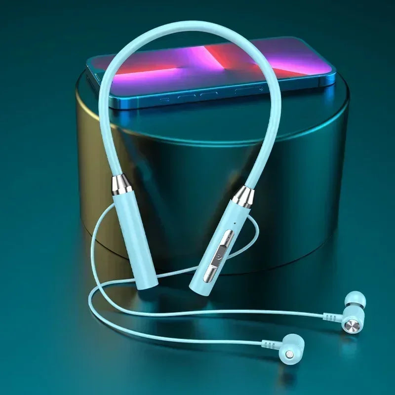 Wireless Headphones Bluetooth Neckband Magnetic Earphones Sport Zpaxo blue