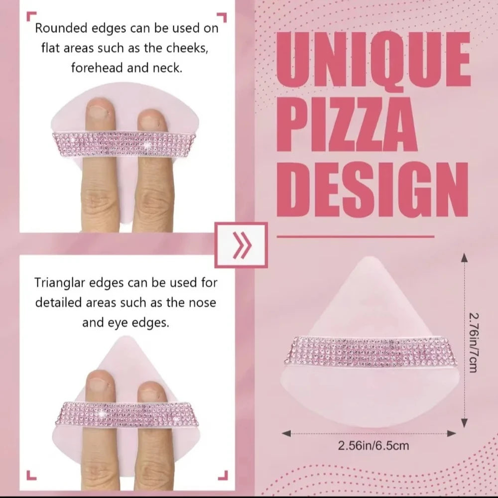 3Pcs Pink Triangle Powder Puff Face Soft Makeup Tool Sponge Velvet Soft Smooth Facial Beauty Makeup Black Sponge Accessories Zpaxo