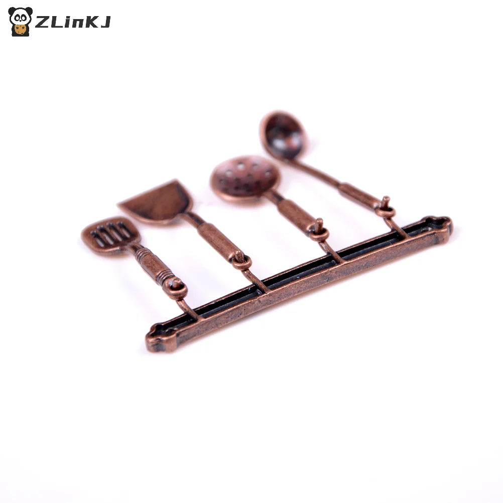 ▶5Pcs 1:12 Doll House Miniature Metal Kitchenware Dollhouse Model Cook Set Zpaxo