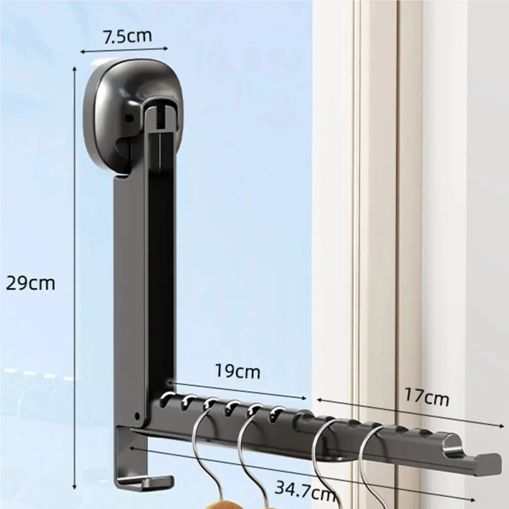 Antislip FoldableClothes Drying Rack Multifunctional Space-Saving Clothes Hanger Rod No Punching Retractable Drying Rack Home Zpaxo
