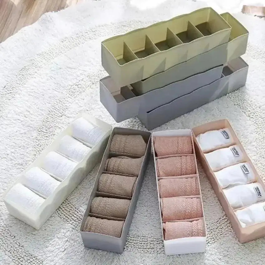1 Underwear Sock Organizer Box 5 Compartment Clear Stackable Drawer