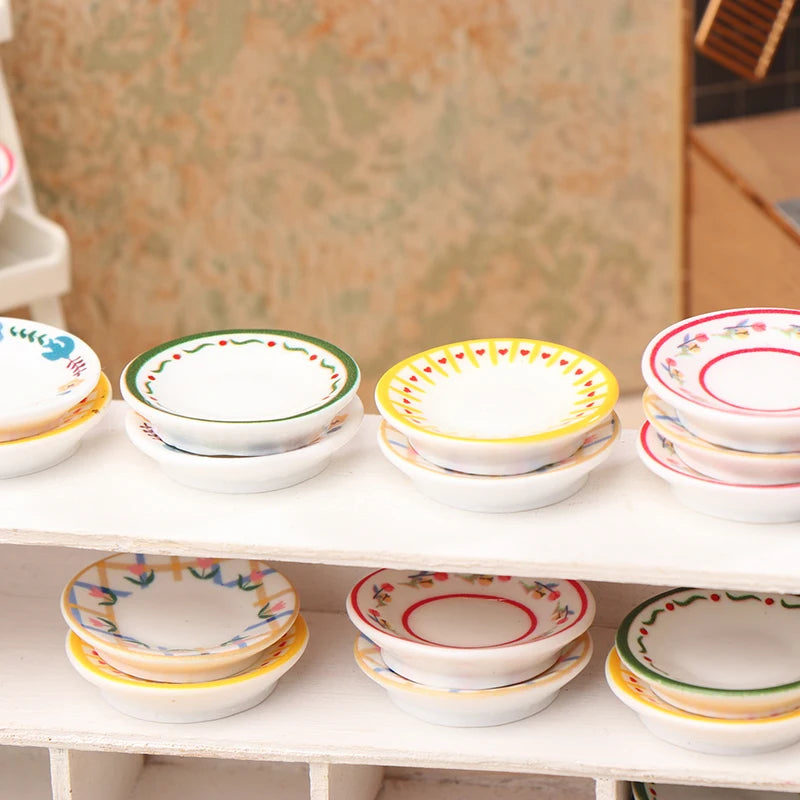 1 12 Dollhouse Miniature Plates 5 Pretend Play Kitchen Decorations Zpaxo