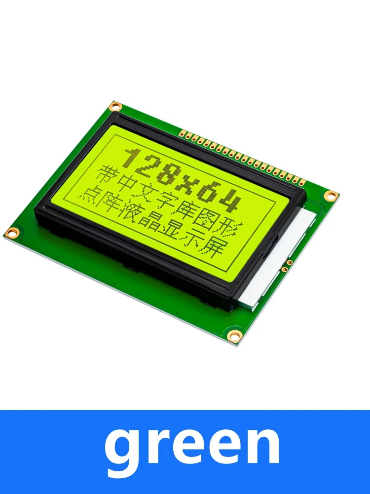128 64 DOTS LCD Module 5V Blue Screen 12864 Backlight ST7920 Parallel Zpaxo green