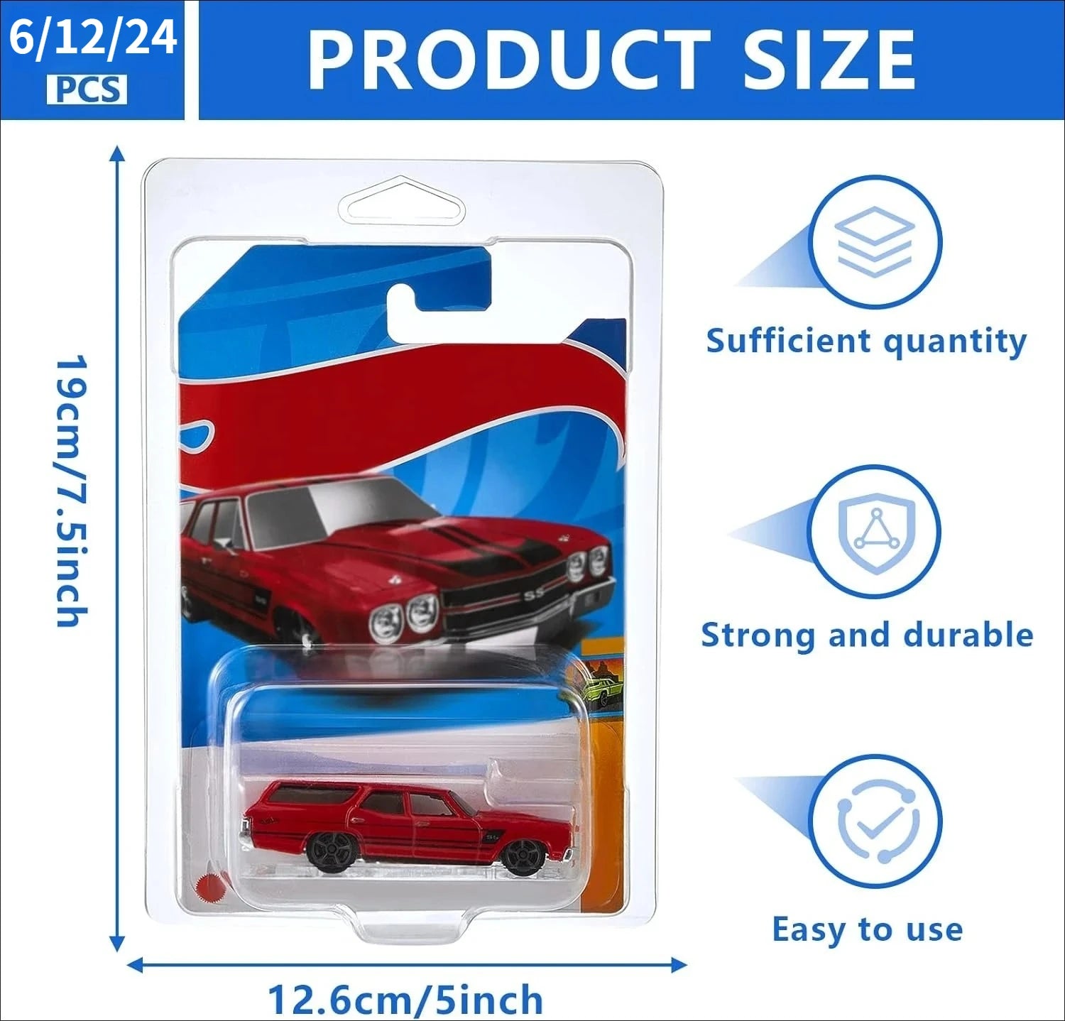 1:64 Die-Cast Car Display Case – Clear Clamshell Protector 6/12/24 PCS