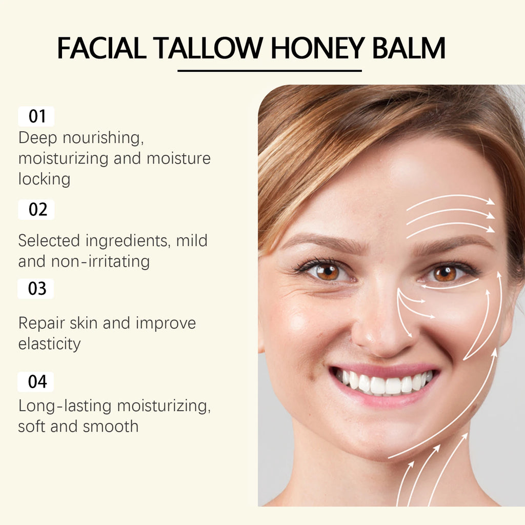 Beef Tallow Face Cream Lasting Moisturizing Soothing Facial Skin Firming Increase Facial Elasticity Nourishing Smooth Skin Care Zpaxo