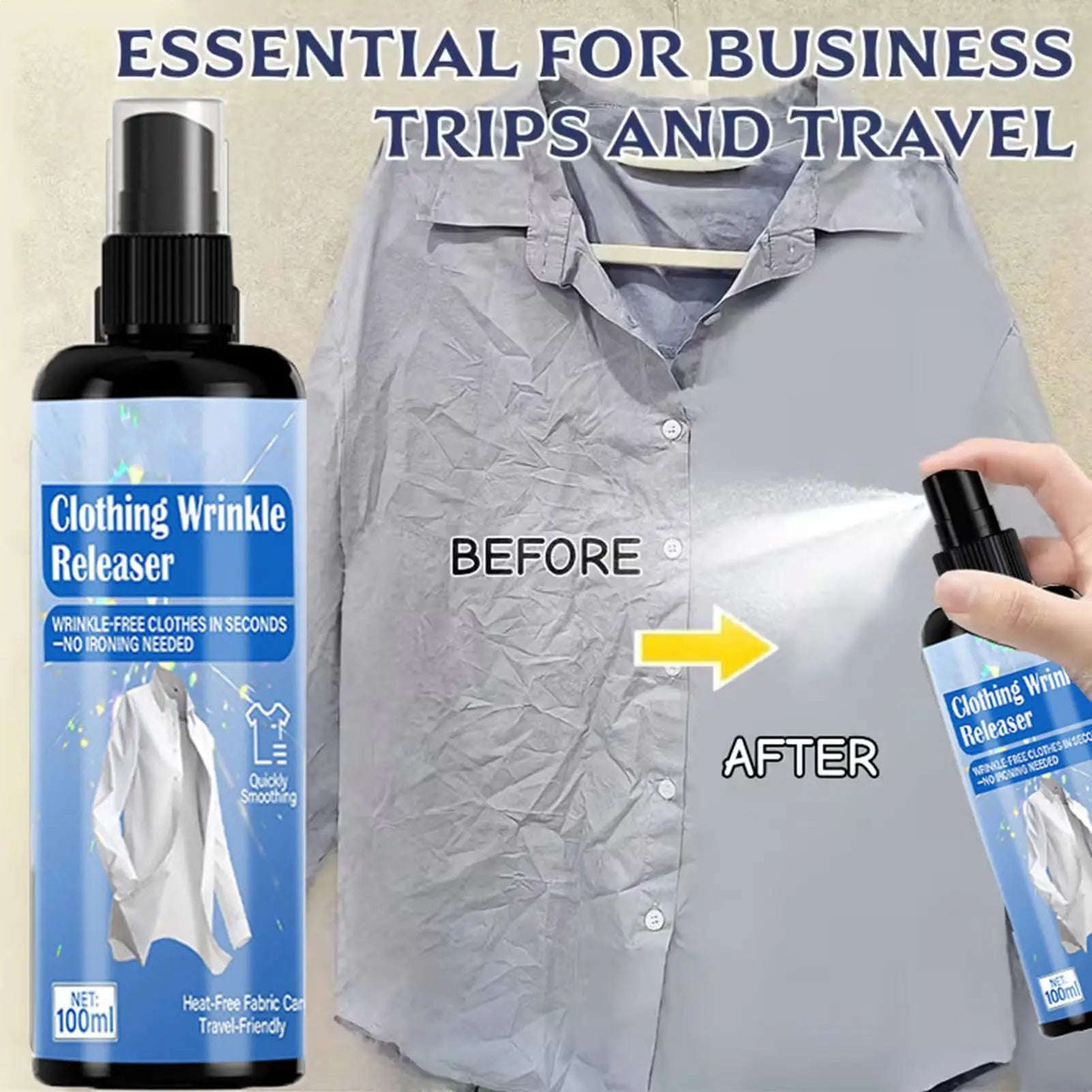 Wrinkle Remover Spray Anti Static Quick Dry Clothes Iron Travel
