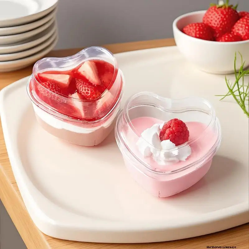 10 20 Disposable Transparent Plastic Mousse Cup Mini Heart Shaped Zpaxo