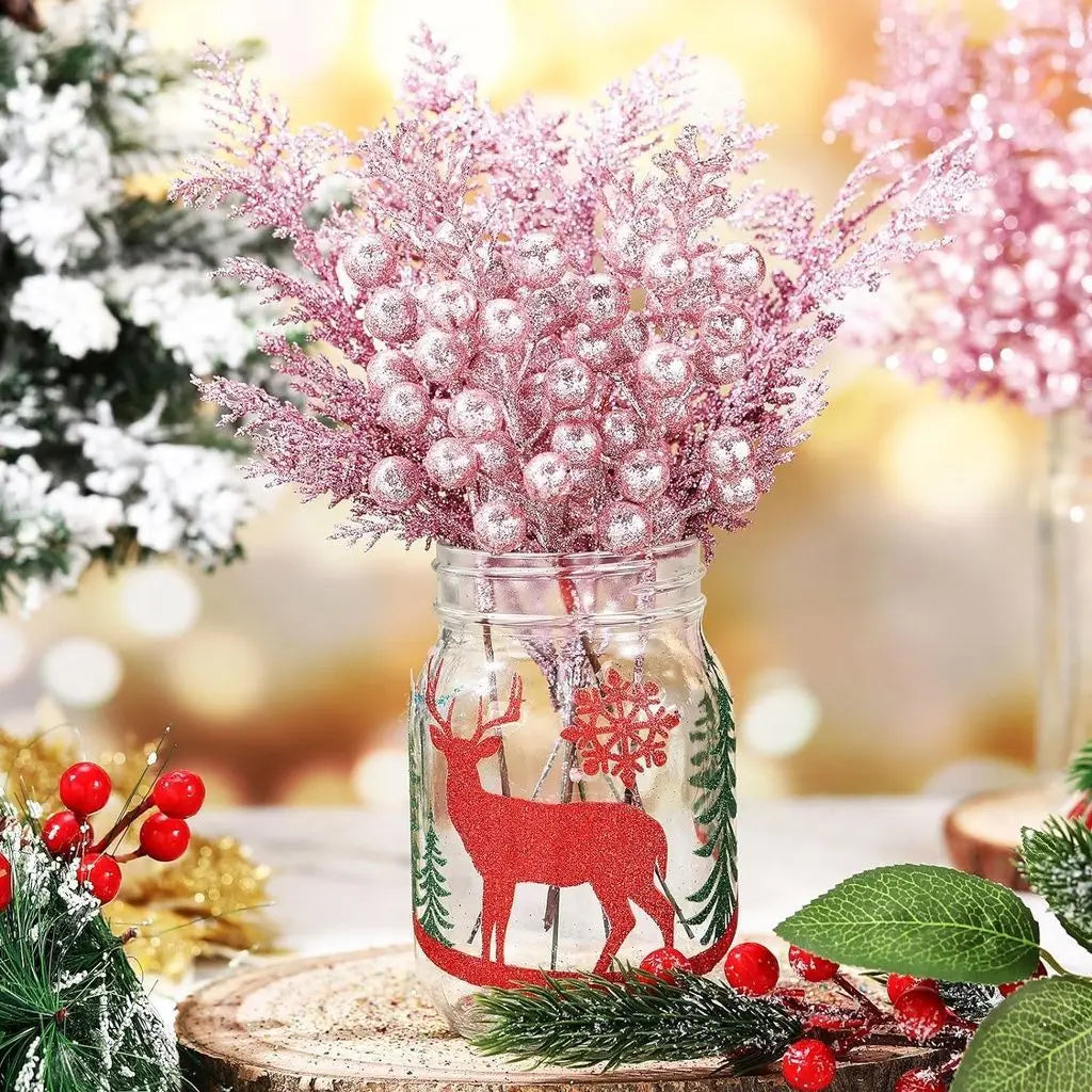 5-Pack Glitter Berry Artificial Christmas Stems & Tree Picks