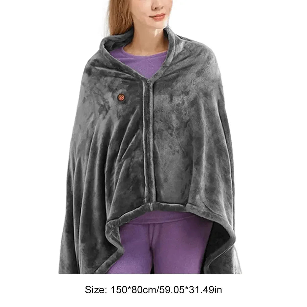 USB Electric Heated Blanket – 3 Heat Levels Wearable Fleece Throw Heated Lap Blanket Zpaxo