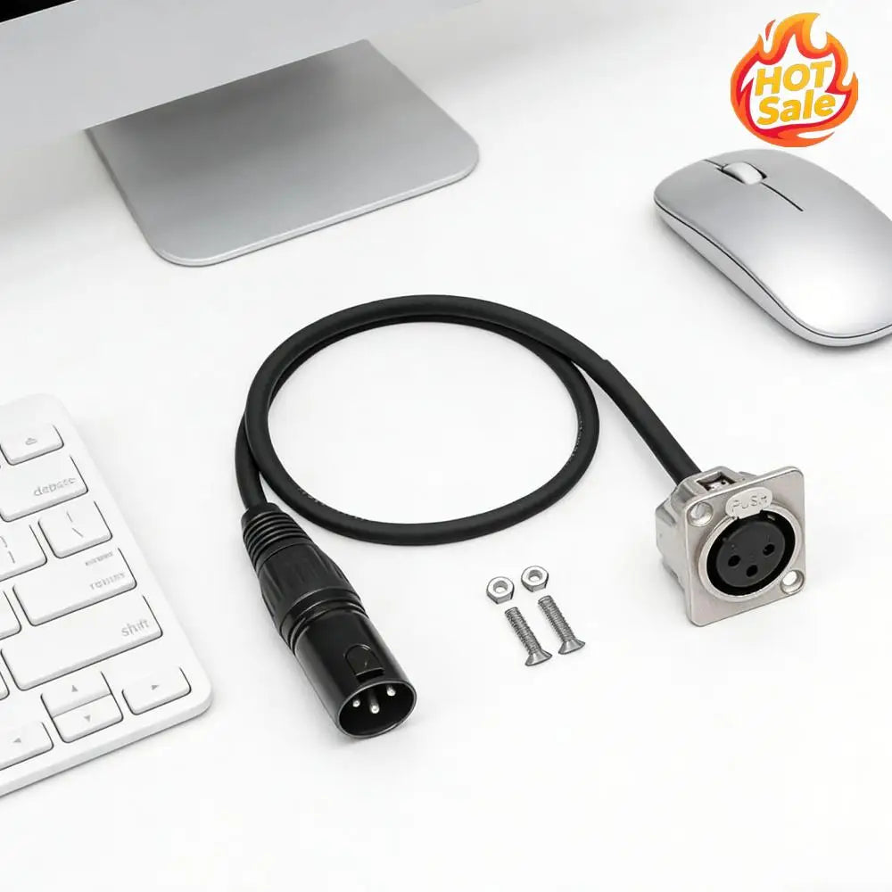 3Pin Pass Through Connector Male To Female XLR Pass Through Cable No Solder with Mounting Screws for Pro Audio Installation Zpaxo