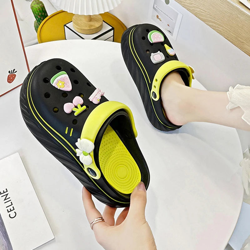 Women Cute Clogs Summer Sandals Thick Bottom Home Slides Soft EVA Zpaxo black 39-40