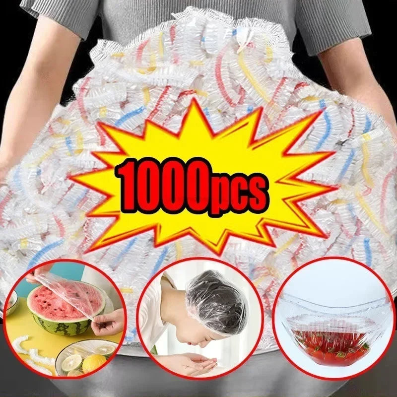 Colorful Disposable Food Cover Dust Food Grade Fresh Lids Elastic Plastic Wrap Shower Cap Fruit Food Cover Fresh Keeping Bag Zpaxo