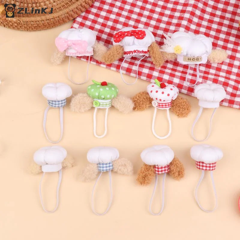 ▶1Pcs Cute Mini Doll Chef Hat Dolls Dress Up Hats Toy Dollhouse DIY Decoration Accessorie For 12-15cm Doll Kid Pretend Play Toys Zpaxo
