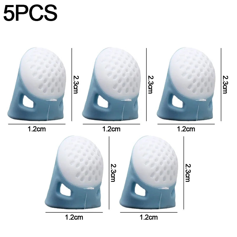Silicone Thimbles Finger Tips Protector Anti-Slip Finger Covers Hand Cross-stitch Sewing DIY Tools Household Sewing Accessories Zpaxo 5PCS-Blue
