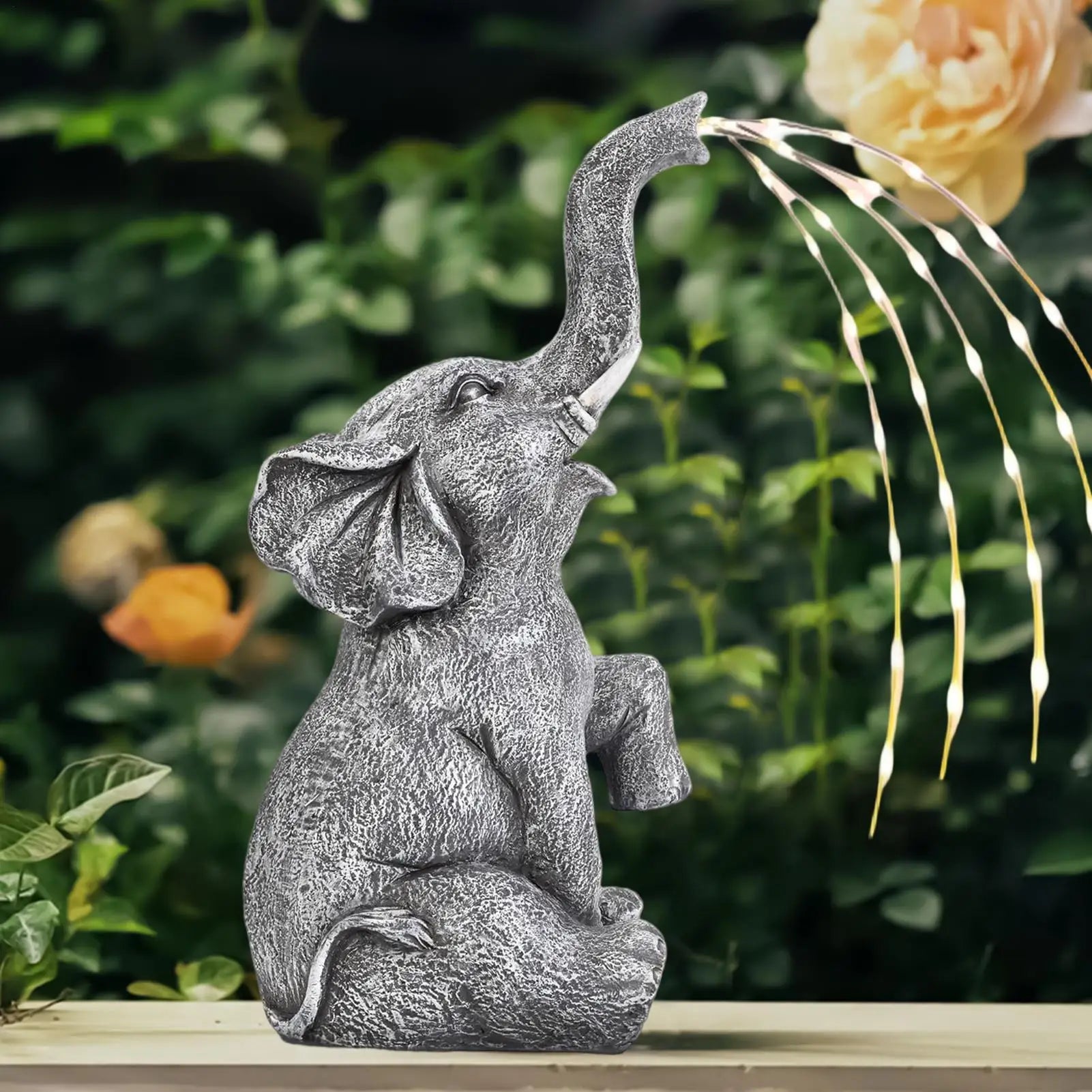 Elephant Statue Waterproof UV Resistant Solar Lights Cute Animal