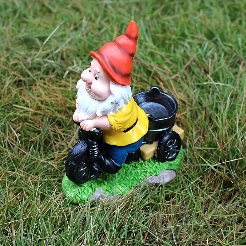 Bicycle Gnome Flower Dwarf Patio Statue Garden Decorative Sculpture