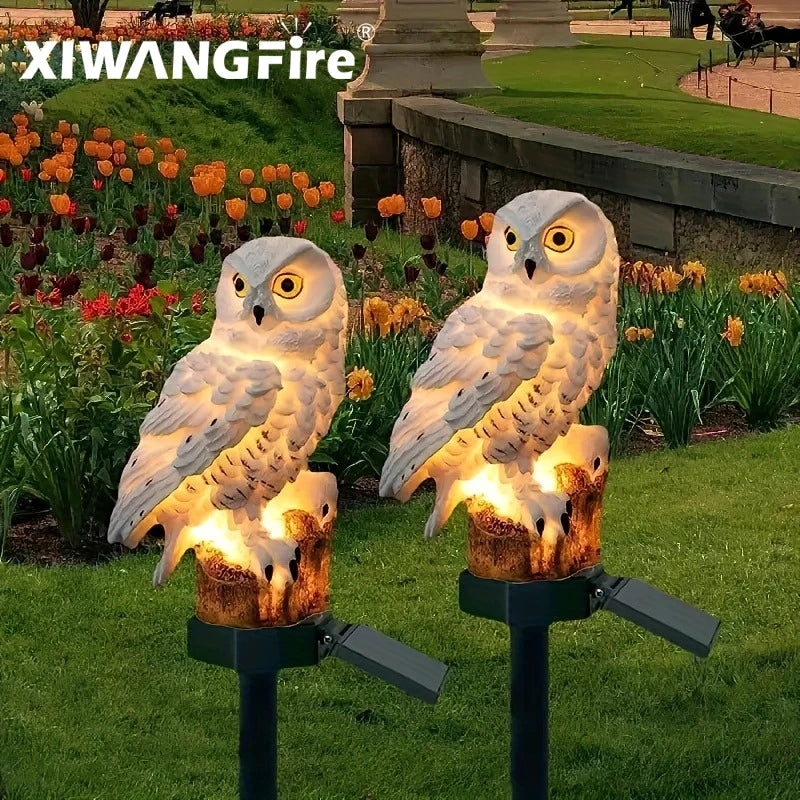 Solar Owl Statue Garden Light LED Waterproof Powered Outdoor Zpaxo