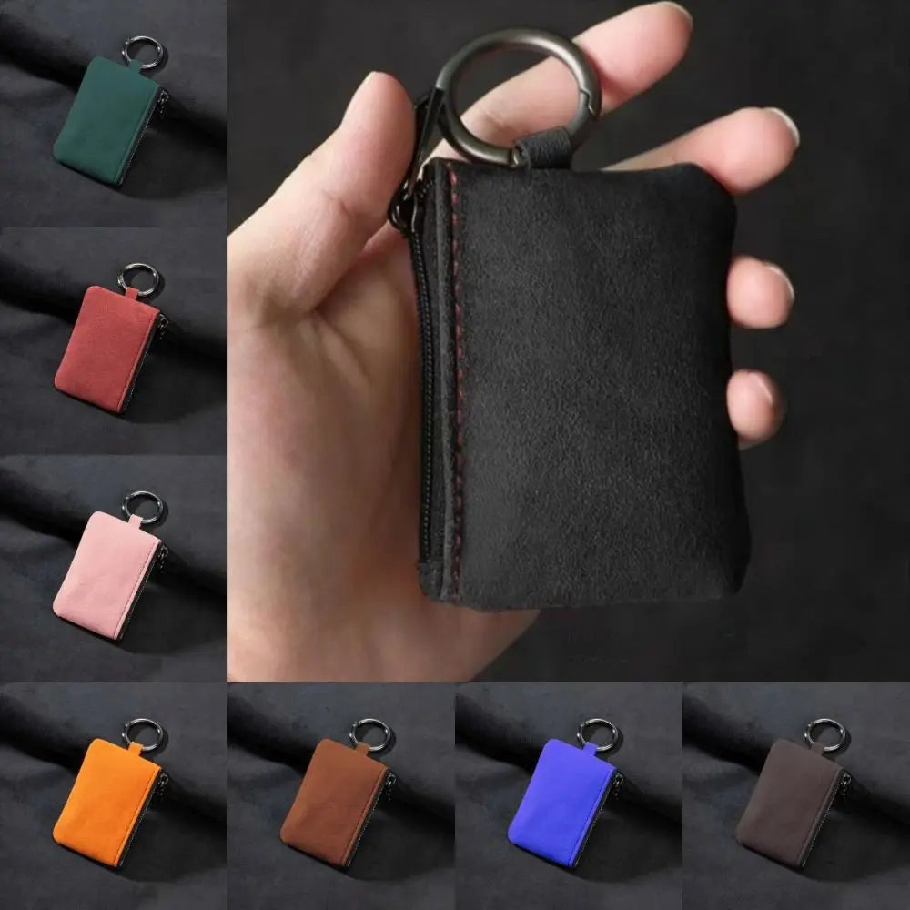 Large-Capacity Portable Keychain Wallet Multifunctional Organizer Suede Leather Key Case Key Cover Portable Zipper Key Pouch Bag Zpaxo
