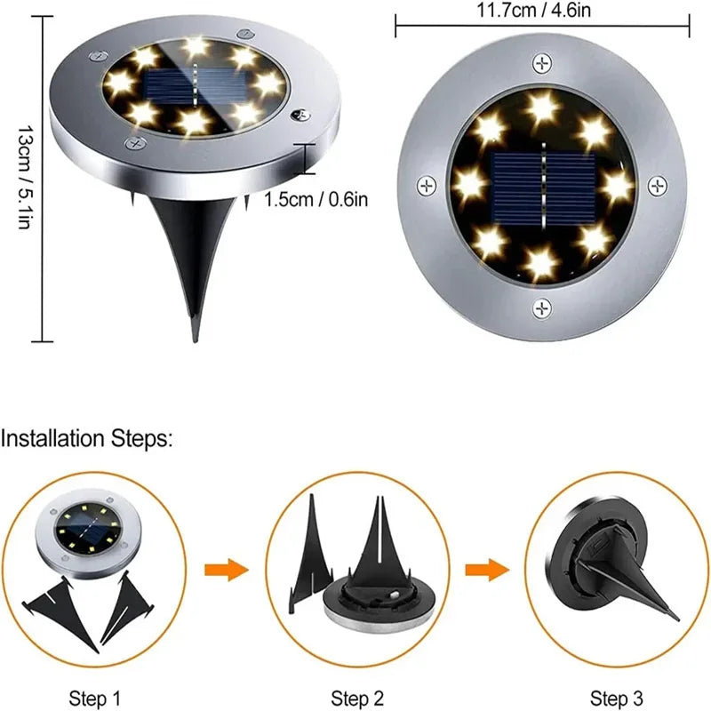IP65 Solar LED Ground Lights – Garden Path & Driveway Deck