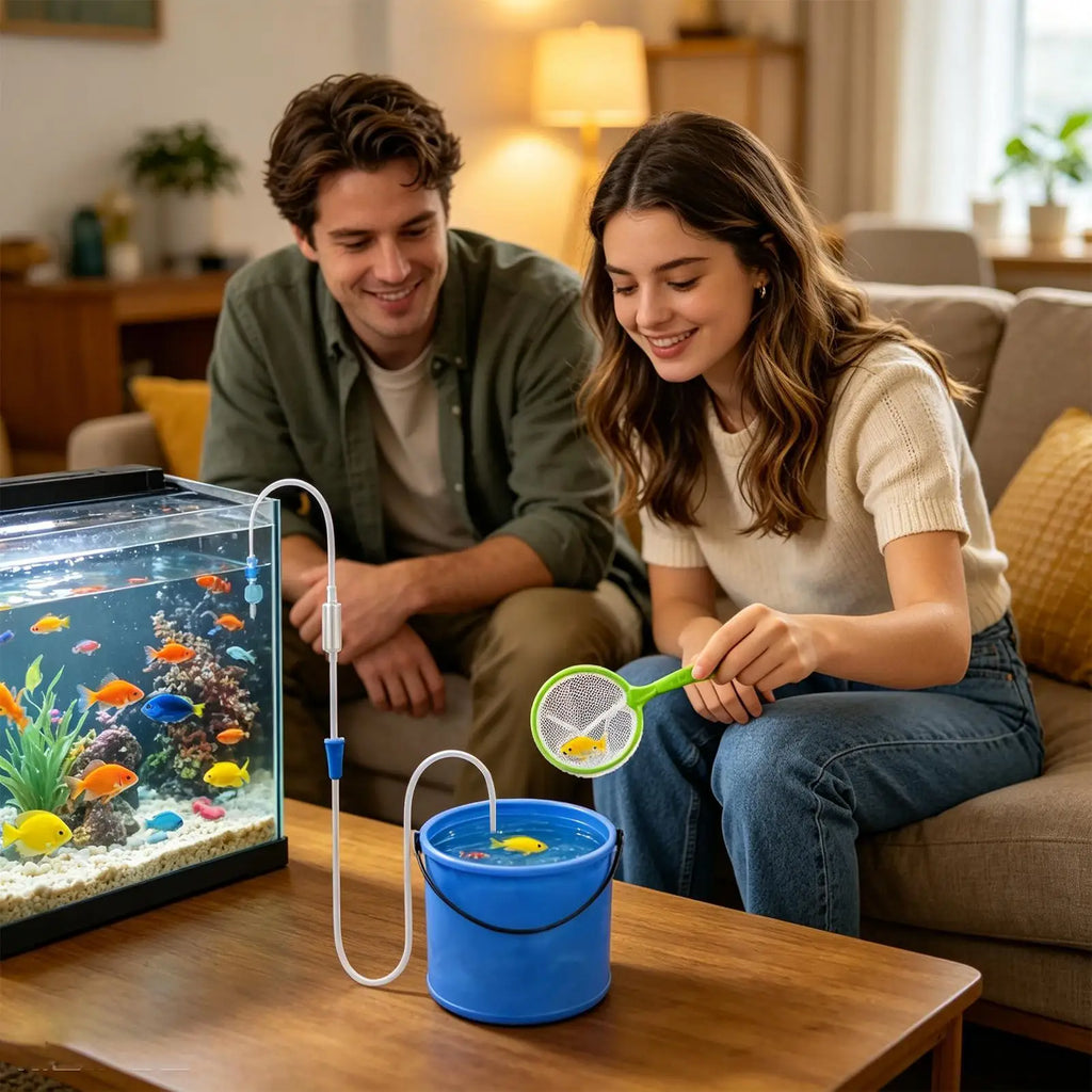 Aquarium Drip Acclimation Kit 3-Piece Adjustable Acclimator with Bucket and Net Slow Water Change Drip System for Saltwater Zpaxo