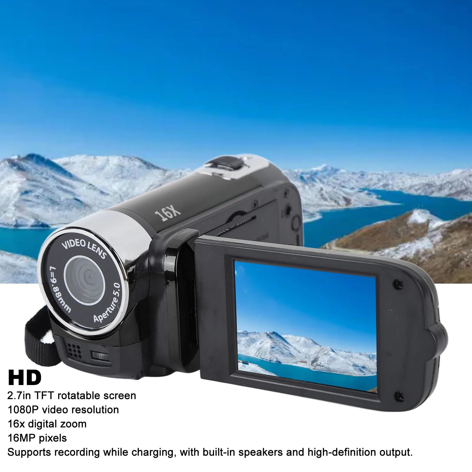 4K 48MP DV Camera TFT Rotatable Screen 16x Digital Zoom Video USB