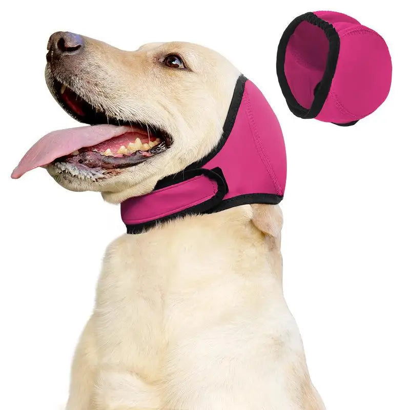 1Pcs Hearing Protection Ear Cover Dog Calming Earmuff Shock Proof Noise Reduction Dog Soothing Waterproof Headcover Zpaxo Rose red S