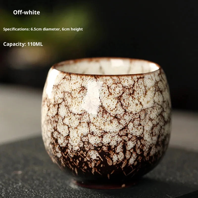 Ceramic Kung Fu Tea Set Made From Kiln Transformed Tea Cups, Tianmu Glazed Cups, Tasting Cups, Egg Shaped Small Tea Bowls Zpaxo 110ML 10