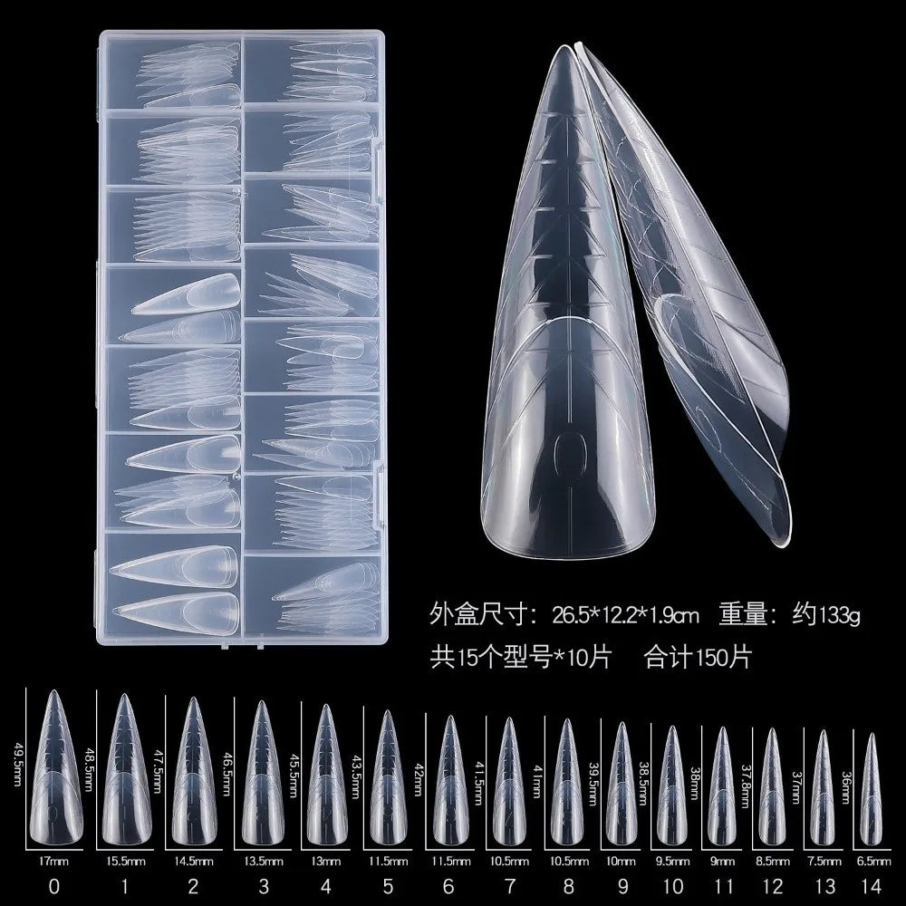 Coffin Shape Sandwich Nail Forms Natural Clear Almond Art Tips Zpaxo 98-