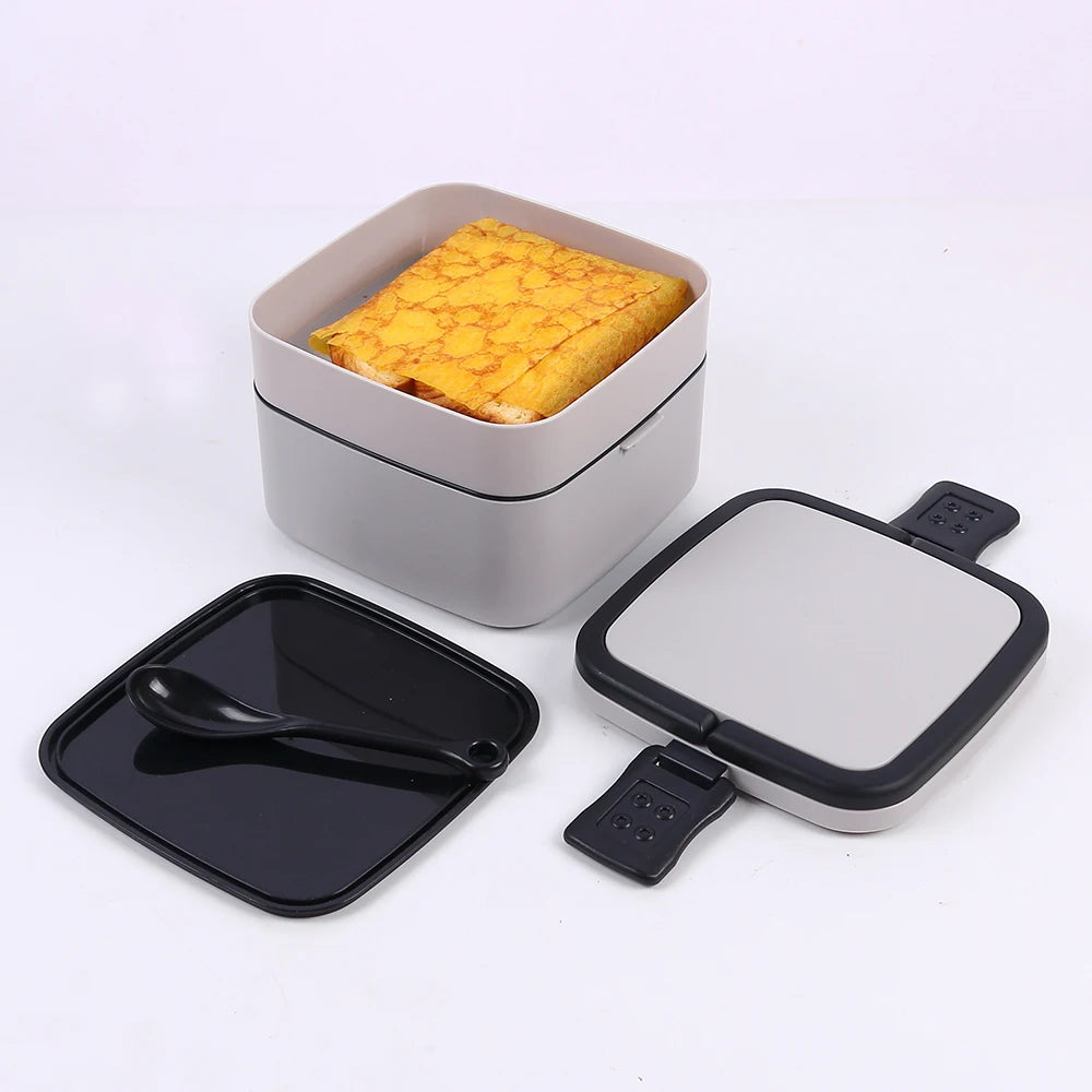 Double Layer Square Lunch Box Portable Bento Box Microwave Safe Food Storage Container for Office School Picnic Zpaxo