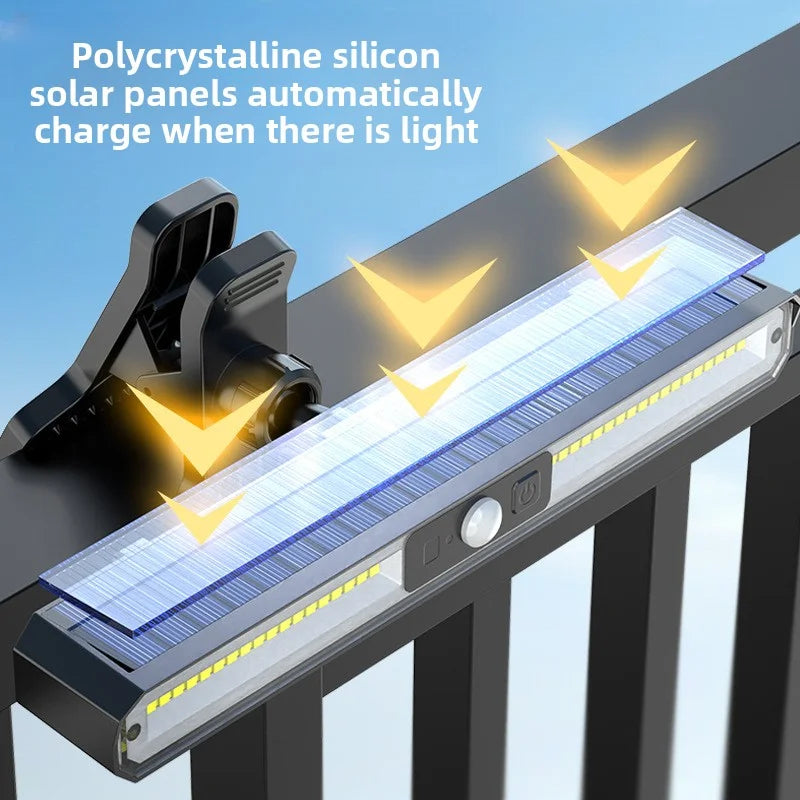 Solar Panel Clip Lamp Waterproof Outdoor Lighting Courtyard Garden