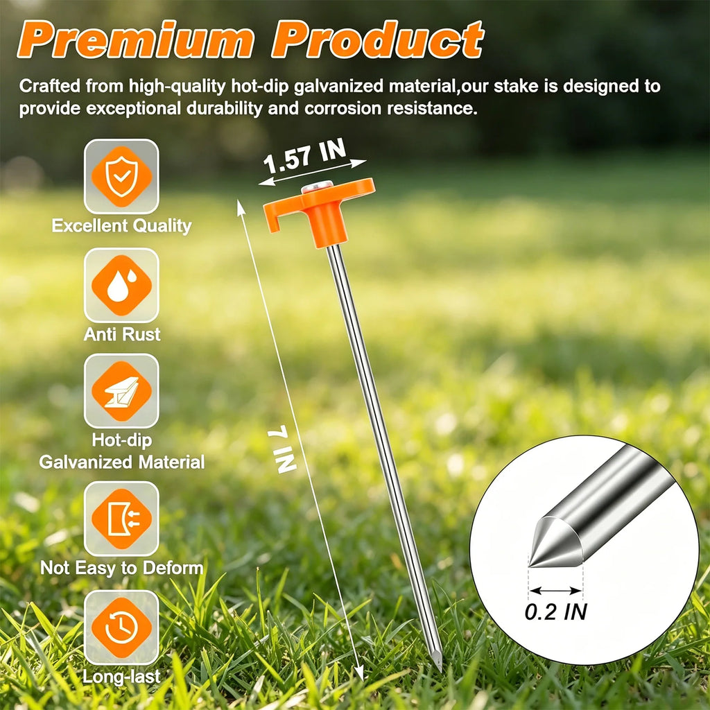 T-shaped Tent Stakes Non-slip Rust-proof Steel Canopy Anchors