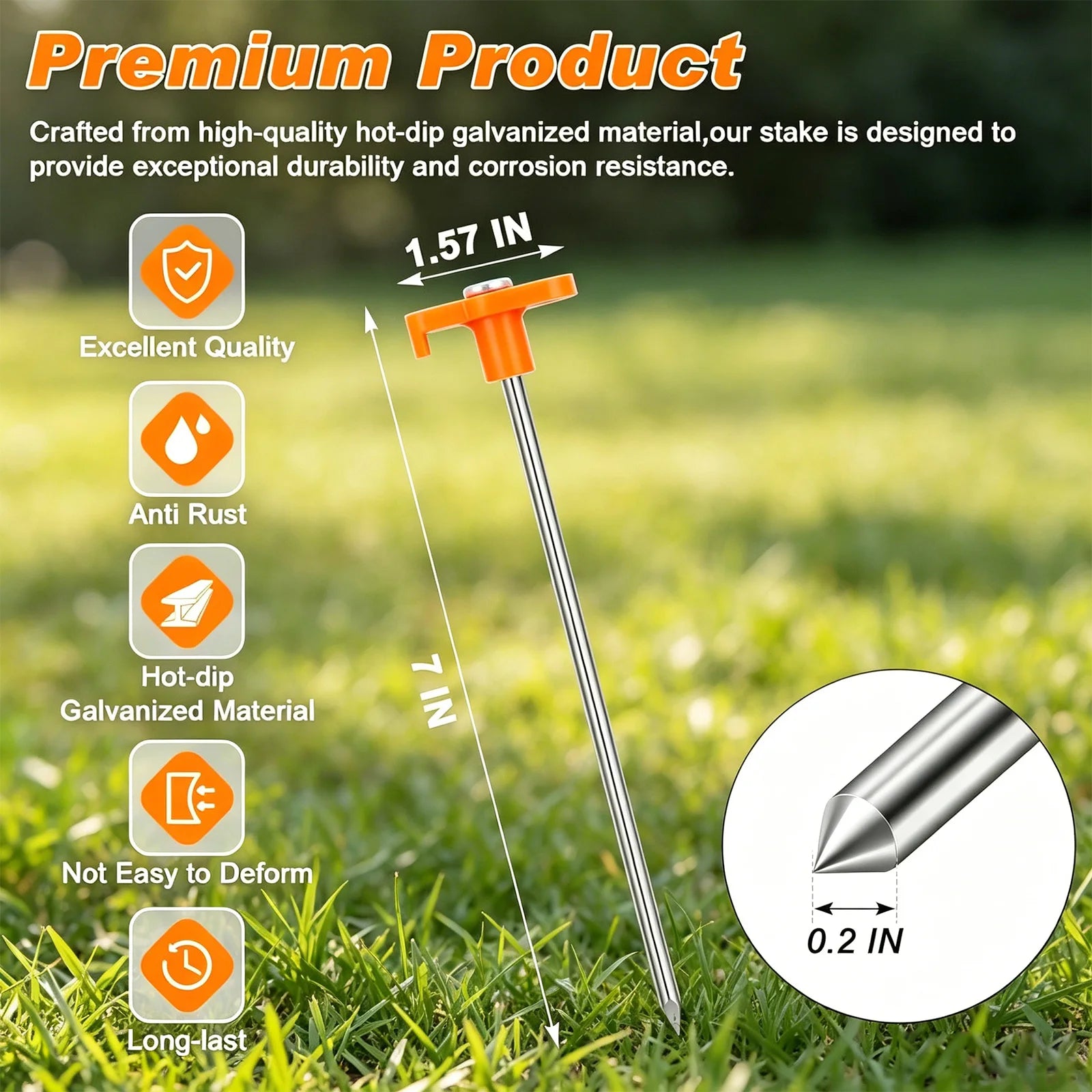 T-shaped Tent Stakes Non-slip Rust-proof Steel Canopy Anchors